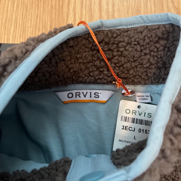 NWT Women’s Orvis Gray and Blue Sherpa Quarter Snap Up Pullover Size Large - Picture 4 of 5